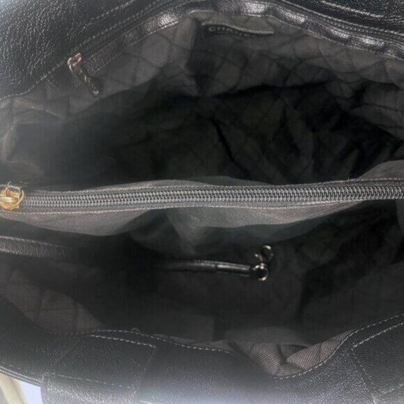 Authentic CHANEL CC Large Executive Perforated Leather Tote Shoulder Bag Black - Picture 10 of 14